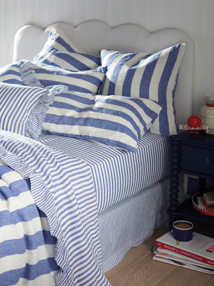 Secret Linen Store Cobalt Blue Cora 100% Linen Fitted Pillowcase - Image 1 of 3 Secret Linen Store Cobalt Blue Cora 100% Linen Fitted Pillowcase - Image 1 of 3