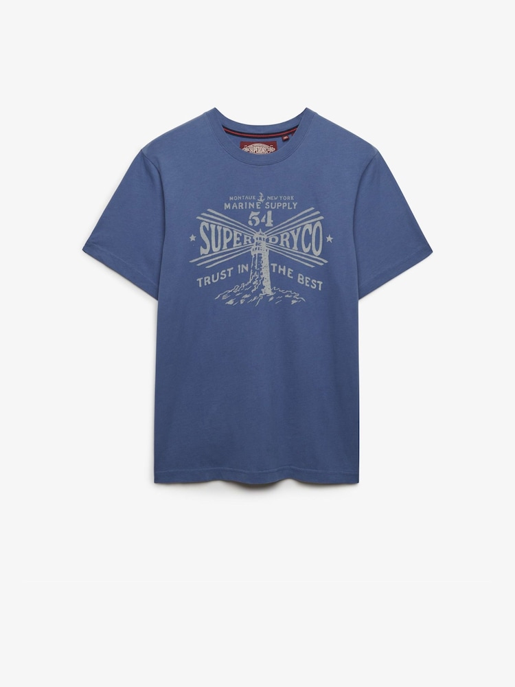 Superdry Blue Lo-fi Dockside T-Shirt - Image 1 of 2