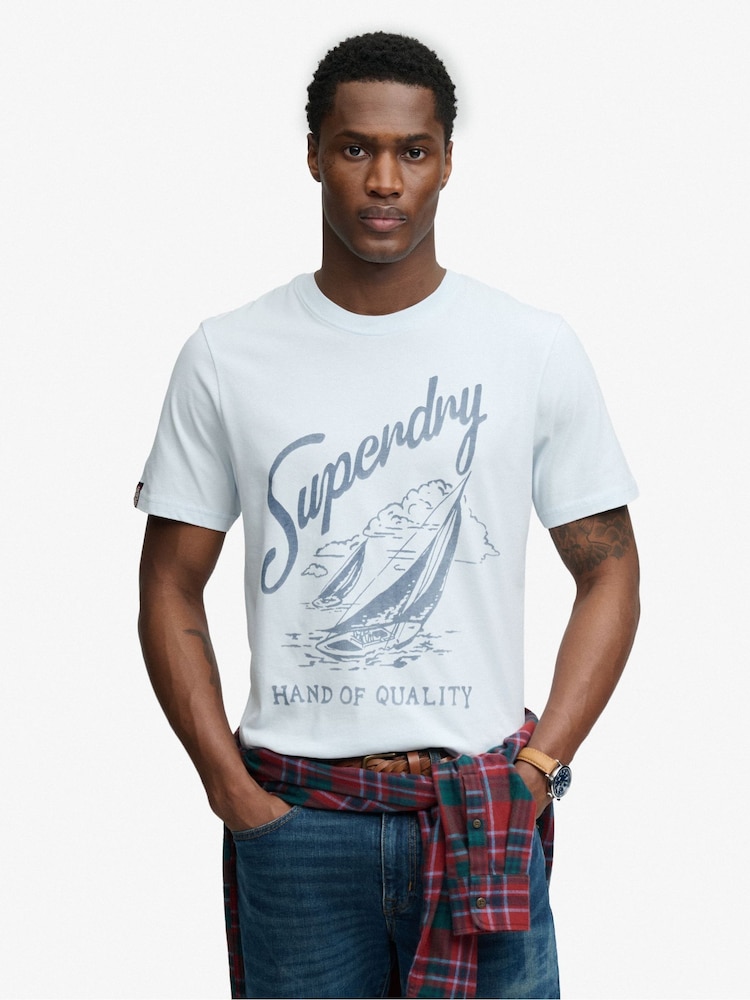 Superdry Blue Lo-fi Dockside T-Shirt - Image 1 of 6