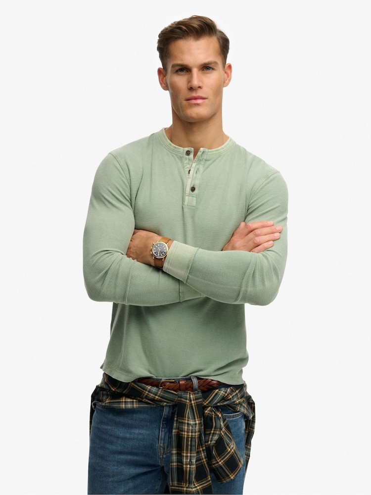 Superdry Green Low Textured Grandad Top - Image 2 of 6