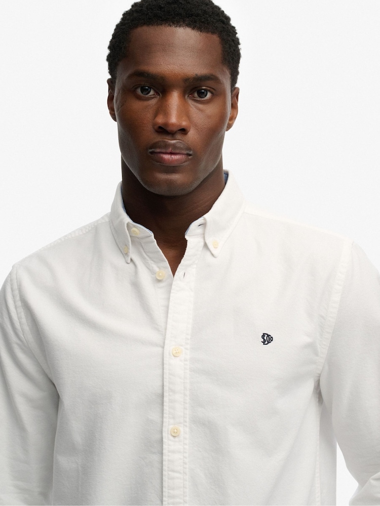 Superdry White Essentials Oxford Shirt - Image 2 of 7 Superdry White Essentials Oxford Shirt - Image 2 of 7