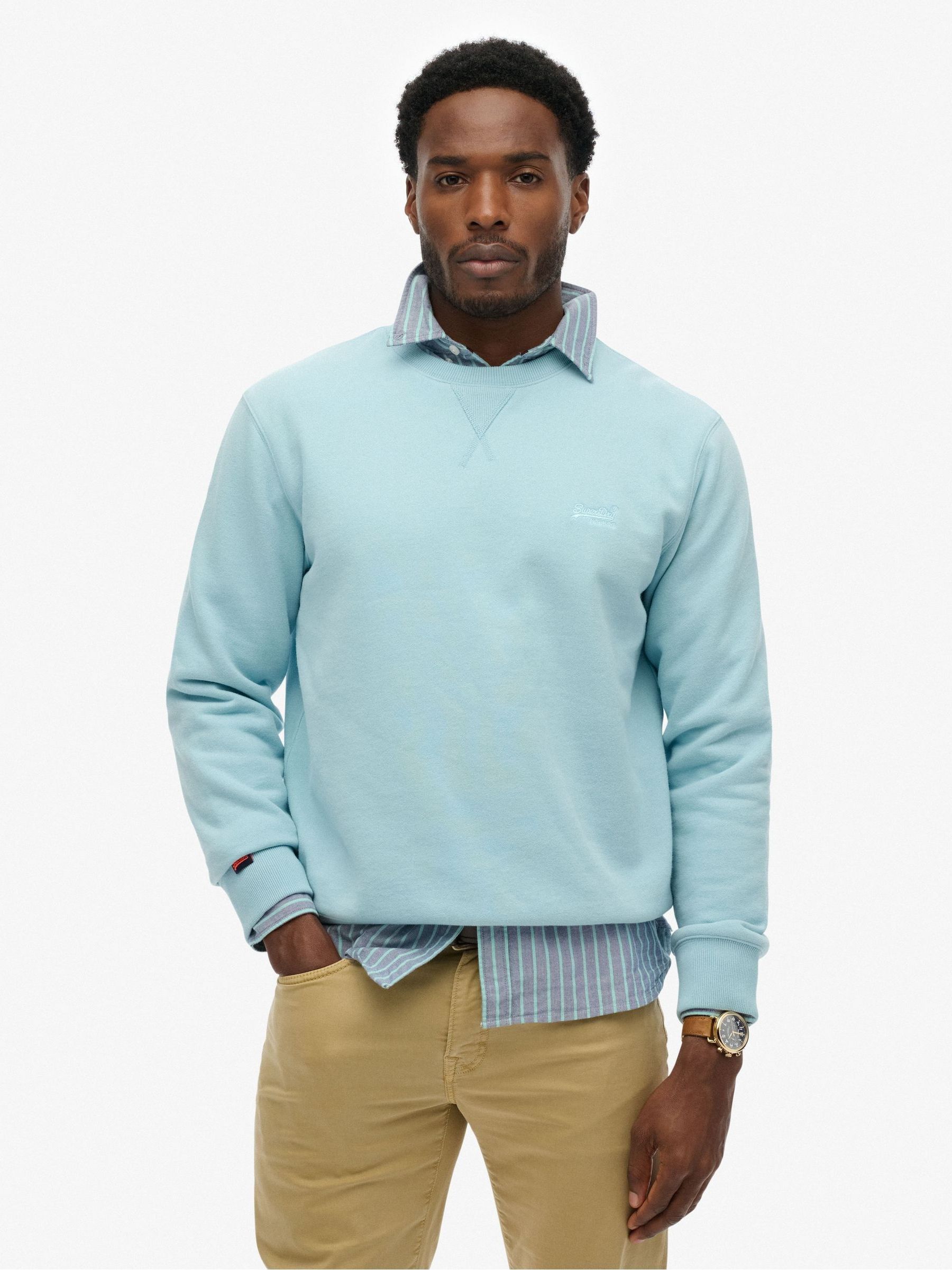 Buy Superdry Turquoise Blue Essential Logo Crew Sweatshirt from 
