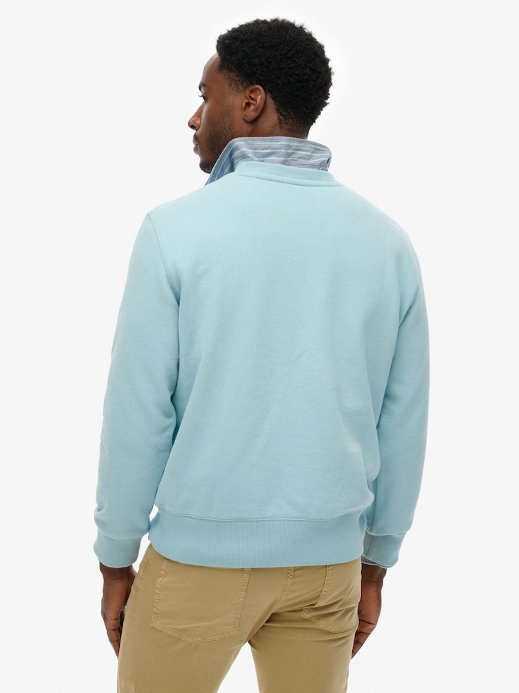 Superdry Turquoise Blue Essential Logo Crew Neck Sweatshirt - Image 2 of 6