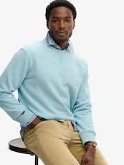 Superdry Turquoise Blue Essential Logo Crew Neck Sweatshirt - Image 3 of 6