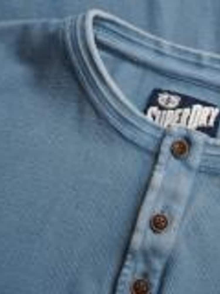 Superdry Blue Textured Grandad Top - Image 4 of 4