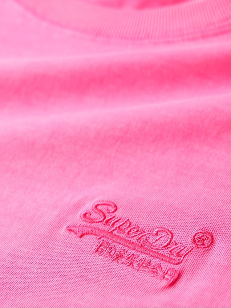 Superdry Pink Essential Logo Emb Neon T-Shirt - Image 6 of 6
