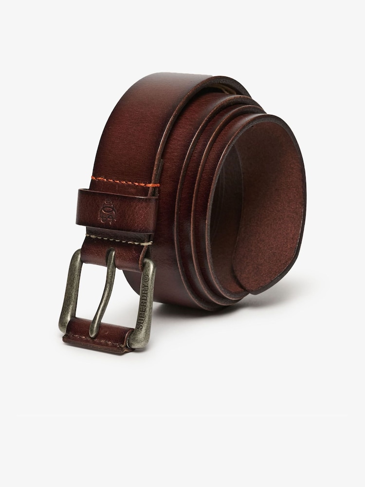 Superdry Brown Classic Leather Belt - Image 1 of 3