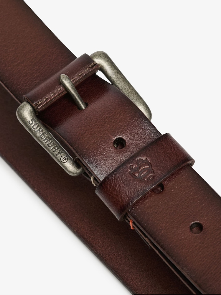 Superdry Brown Classic Leather Belt - Image 3 of 3