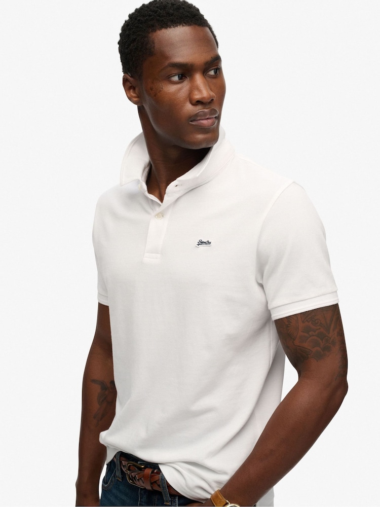 Superdry White Classic Pique Polo Shirt - Image 1 of 6