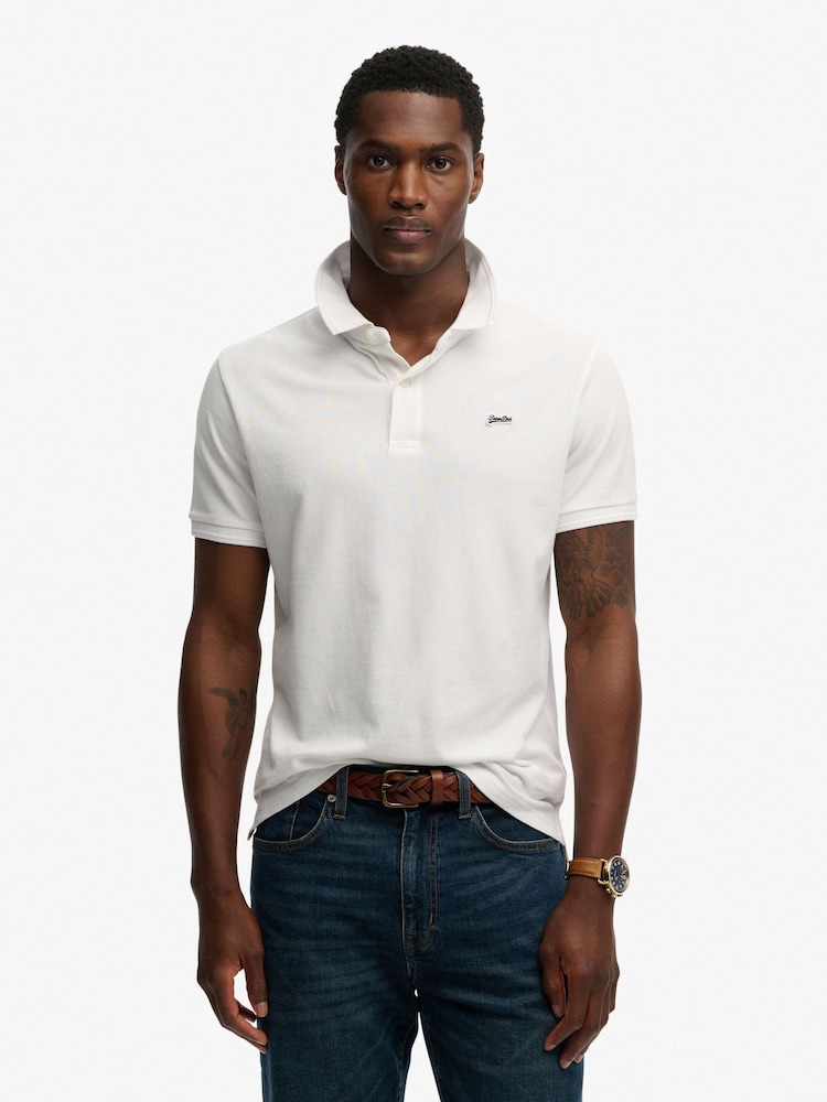 Superdry White Classic Pique Polo Shirt - Image 2 of 6
