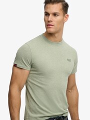 Superdry Light Green Marl Essential Logo Embroidery T-Shirt - Image 4 of 7