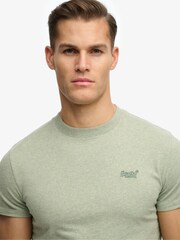 Superdry Light Green Marl Essential Logo Embroidery T-Shirt - Image 5 of 7