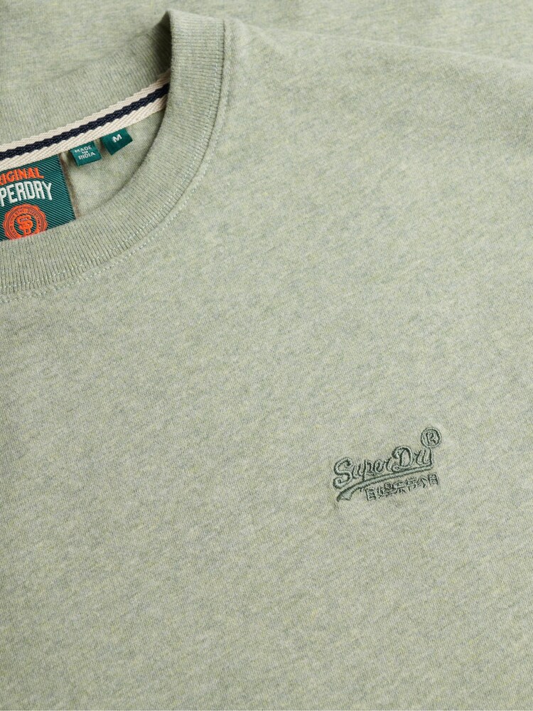 Superdry Light Green Marl Essential Logo Embroidery T-Shirt - Image 7 of 7