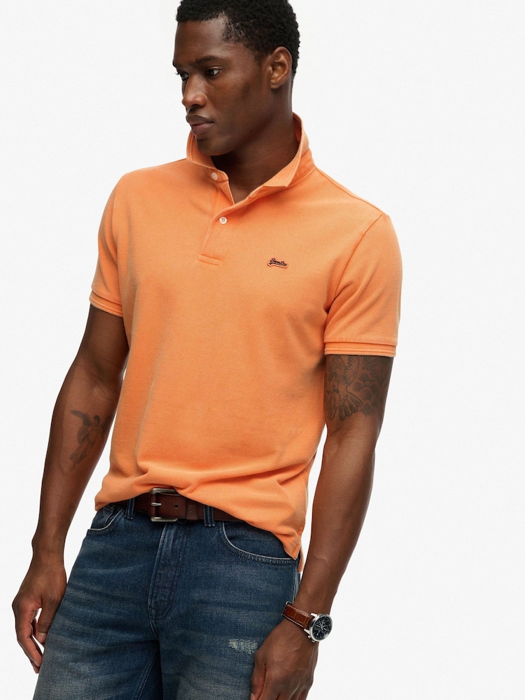 Superdry Orange Classic Pique Polo Shirt - Image 2 of 6
