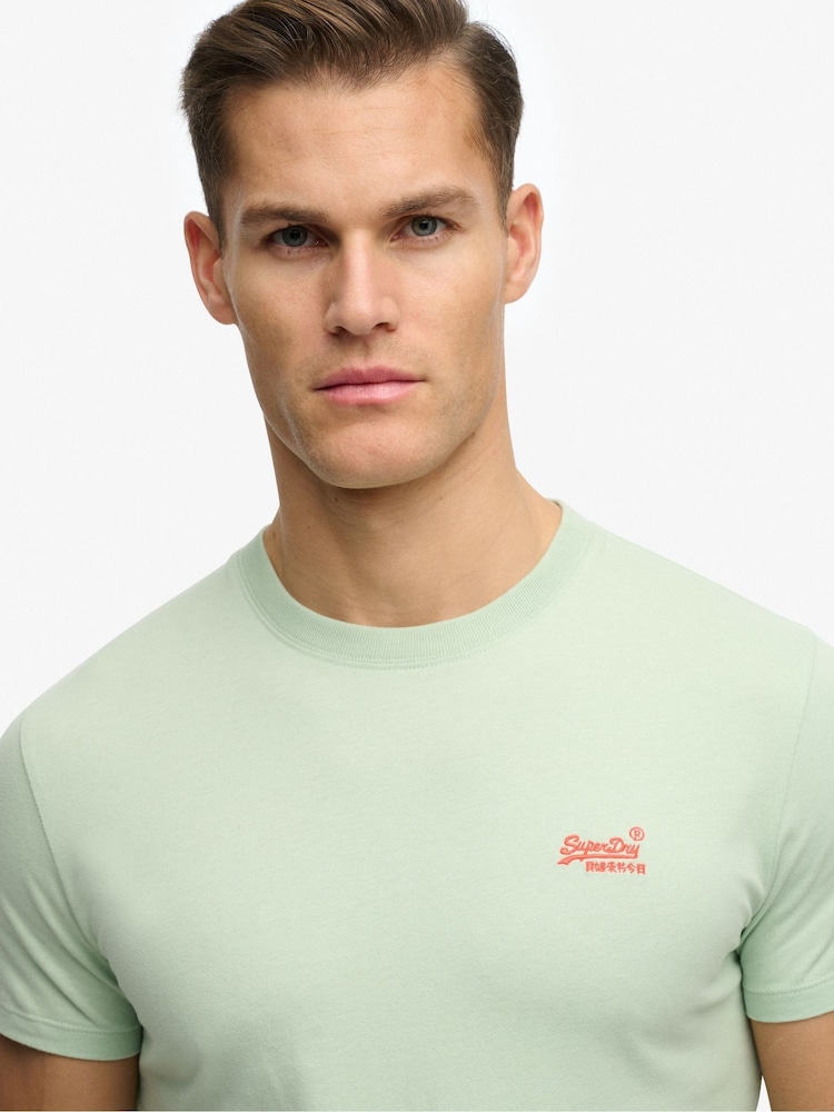 Superdry Pale Green Essential Logo Embroidered T-Shirt - Image 2 of 5