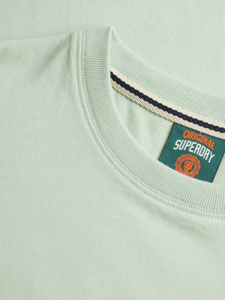 Superdry Pale Green Essential Logo Embroidery T-Shirt - Image 7 of 7
