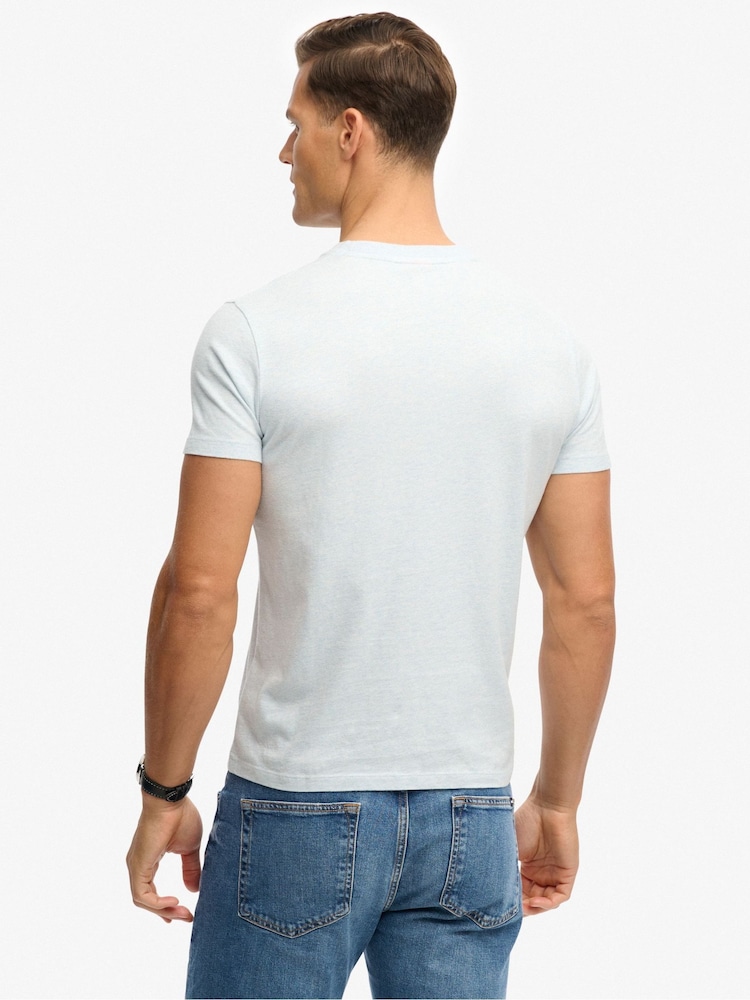 Superdry Light Blue Marl Essential Logo Embroidered T-Shirt - Image 2 of 6