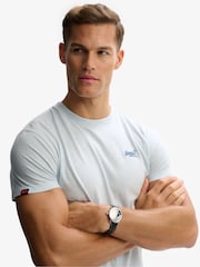 Superdry Light Blue Marl Essential Logo Embroidered T-Shirt - Image 5 of 6