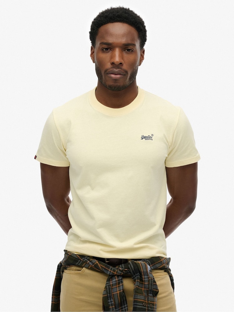 Superdry Yellow Essential Logo Embroidery T-Shirt - Image 1 of 6