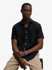 Eclipse Azul Marino - Superdry Riviera Short Sleeve Linen Shirt - Imagen 3 de 7