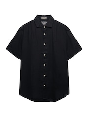 Eclipse Azul Marino - Superdry Riviera Short Sleeve Linen Shirt - Imagen 6 de 7