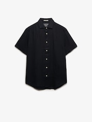 Superdry Eclipse Navy Blue Riviera Short Sleeve Linen Shirt - Image 8 of 8