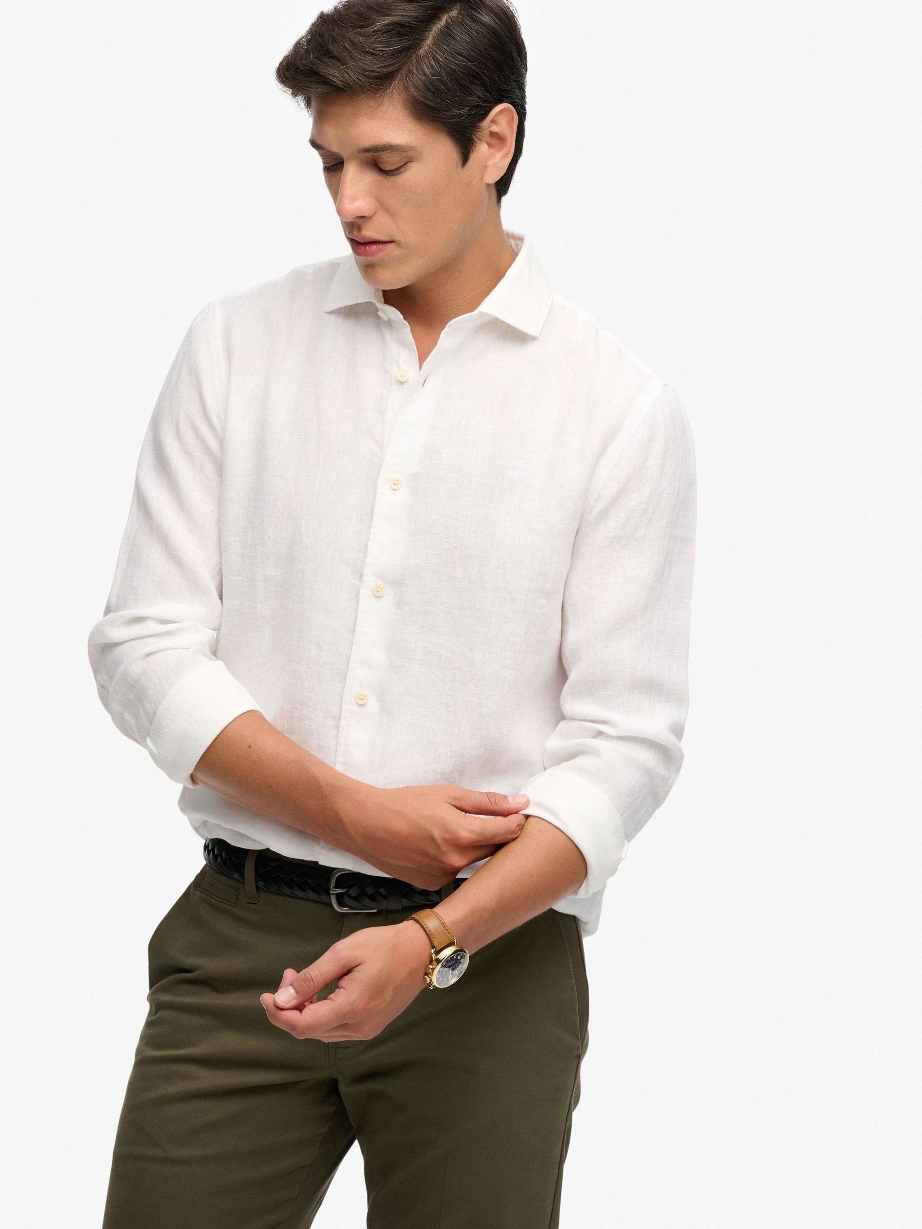 Next：日本 ホワイト - Superdry Riviera リネン 長袖 シャツ from