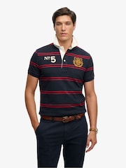 Superdry Blue Double Emblem Jersey Short Sleeve Rugby Polo Shirt - Image 1 of 6