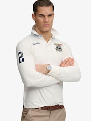 Superdry White Double Emblem Rugby Shirt - Image 1 of 6