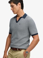 Superdry Blue Johnny Collar Knitted Polo Shirt - Image 1 of 7