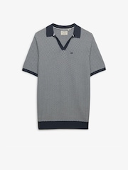 Superdry Blue Johnny Collar Knitted Polo Shirt - Image 6 of 7