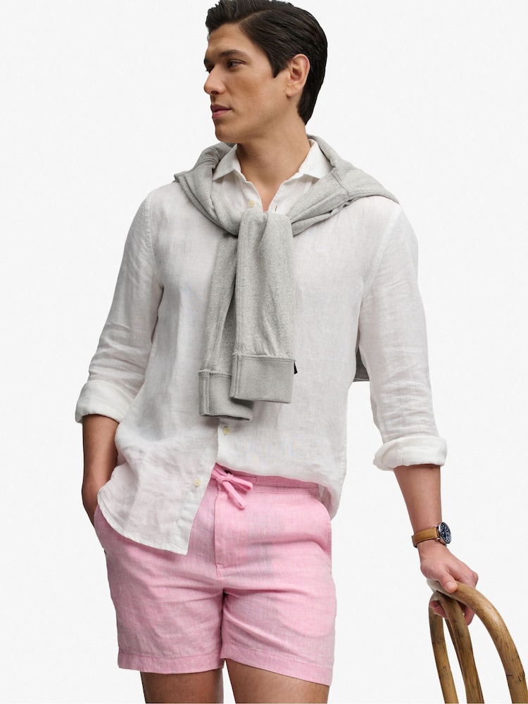 Superdry Pink Merchant Linen Shorts - Image 1 of 7