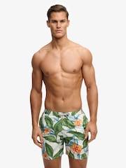 Alb - Pantaloni scurți de baie cu imprimeu hawaiian Superdry 16 - Imaginea 1 din 7