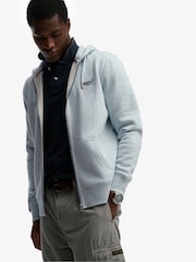 Superdry Light Blue Essential Logo Half Brushed Zip Hoodie - Image 3 of 7