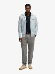 Superdry Light Blue Essential Logo Half Brushed Zip Hoodie - Image 4 of 7