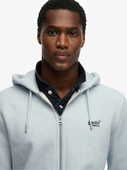 Superdry Light Blue Essential Logo Half Brushed Zip Hoodie - Image 5 of 7