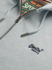 Superdry Light Blue Essential Logo Half Brushed Zip Hoodie - Image 6 of 7