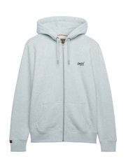 Superdry Light Blue Essential Logo Half Brushed Zip Hoodie - Image 7 of 7