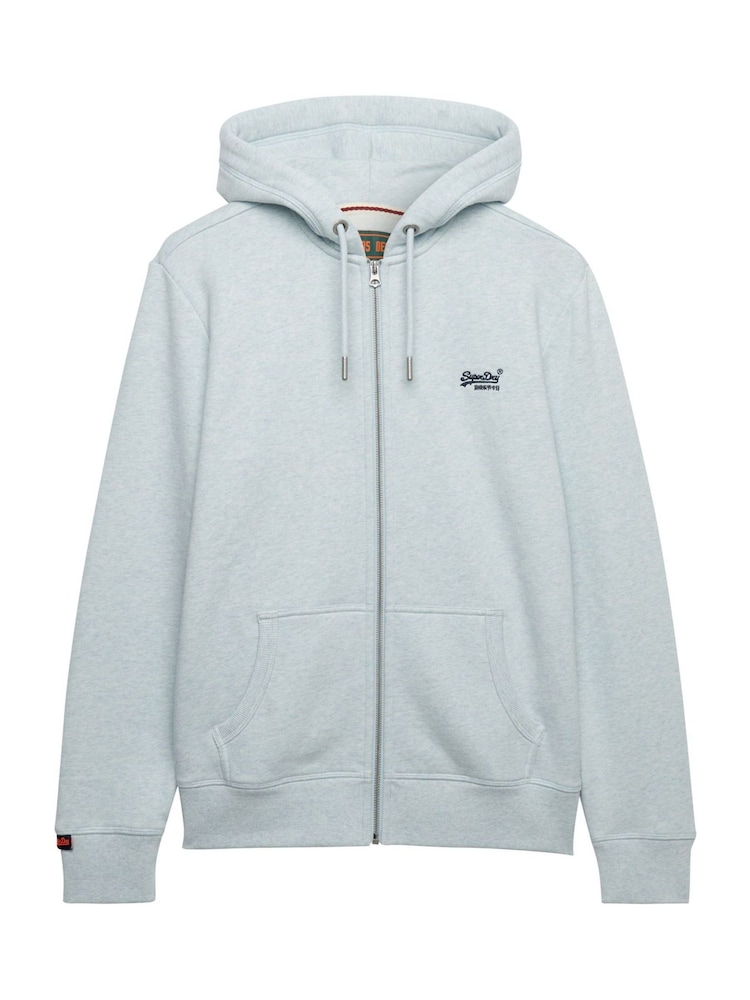 Superdry Light Blue Essential Logo Half Brushed Zip Hoodie - Image 7 of 7 Superdry Light Blue Essential Logo Half Brushed Zip Hoodie - Image 7 of 7