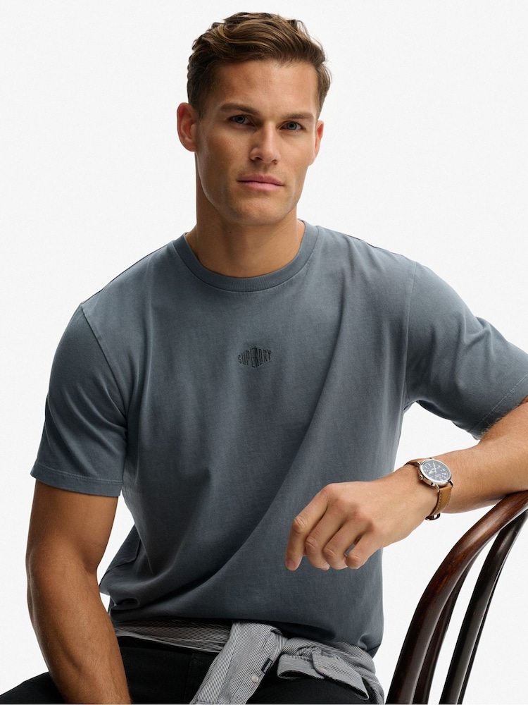 Superdry Blue Micro Logo T-Shirt - Image 1 of 6