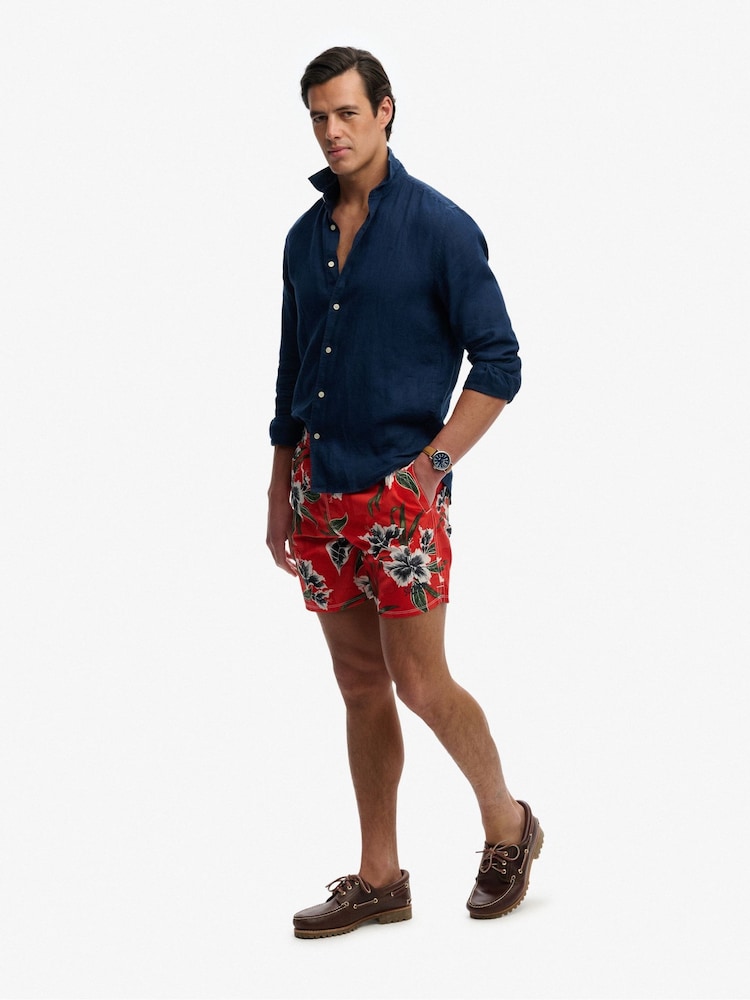 Superdry Red Hawaiian Print 16 Swim Shorts - Image 6 of 6