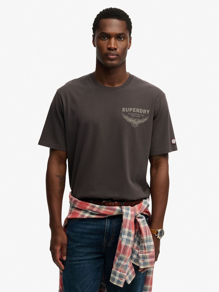 Superdry Black Heritage Biker Loose T-Shirt - Image 1 of 6 Superdry Black Heritage Biker Loose T-Shirt - Image 1 of 6