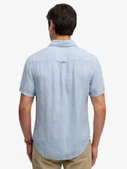 Blue Chalk Stripe - Superdry Riviera Short Sleeve Linen Shirt - Imagen 3 de 6