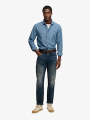 Superdry Blue Essentials Chambray Long sleeve Shirt - Image 2 of 6