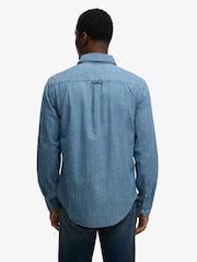 Superdry Blue Essentials Chambray Long sleeve Shirt - Image 3 of 6