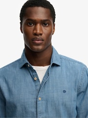 Superdry Blue Essentials Chambray Long sleeve Shirt - Image 5 of 6