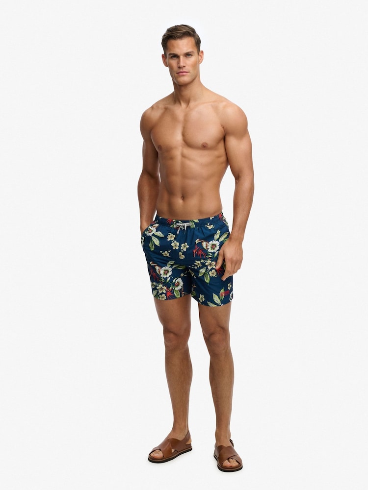 Albastru - Pantaloni scurți de baie cu imprimeu hawaiian Superdry 16 - Imaginea 2 din 7