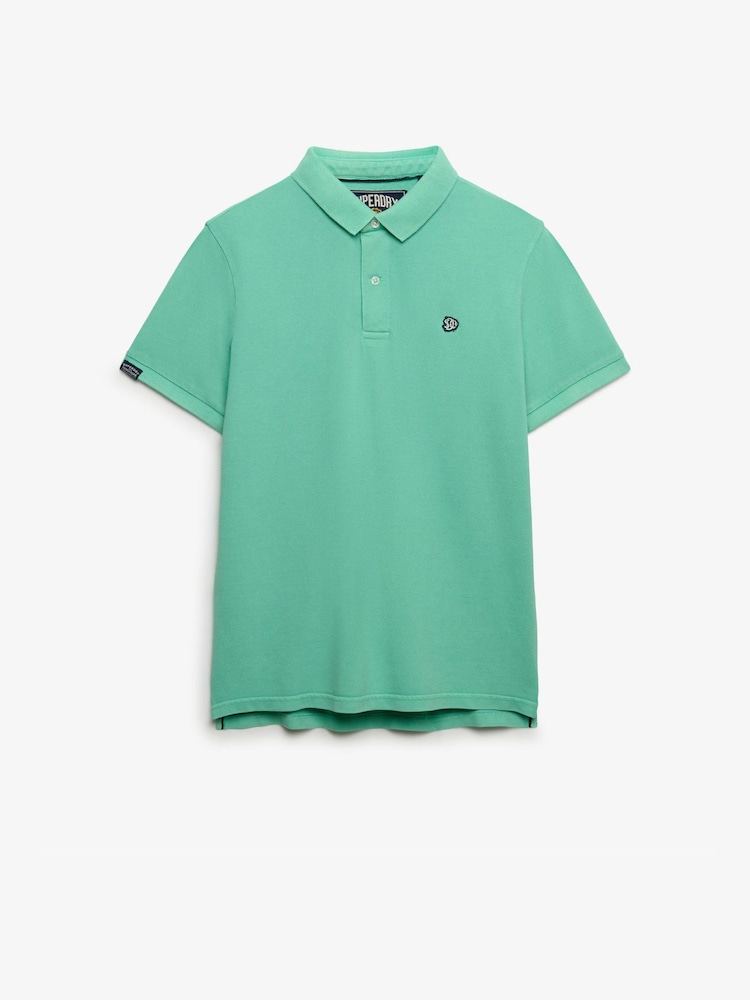 Superdry Green Vintage Destroy Polo Shirt - Image 1 of 2