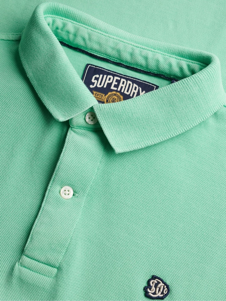 Superdry Green Vintage Destroy Polo Shirt - Image 2 of 2