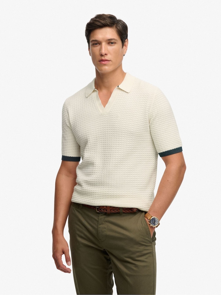 Superdry Johnny Collar Knitted Polo Shirt - Imagen 1 de 7
